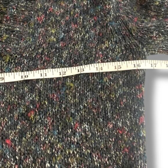 Liz & Company Sweater Size Small Vintage Grey Sweater Fold Over Collar Speckled - Picture 5 of 6
